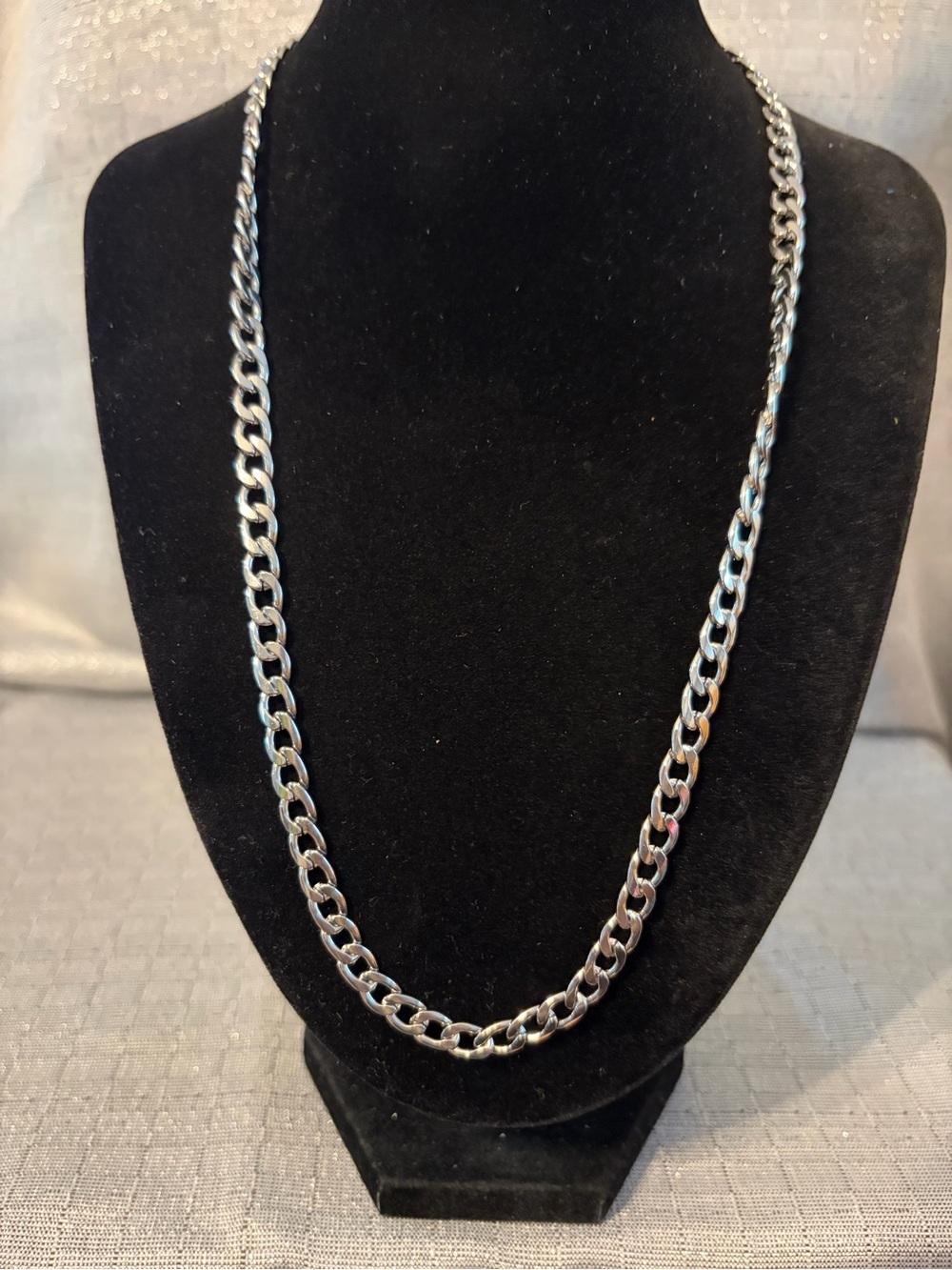 Classic Silver-Tone Curb Chain Necklace